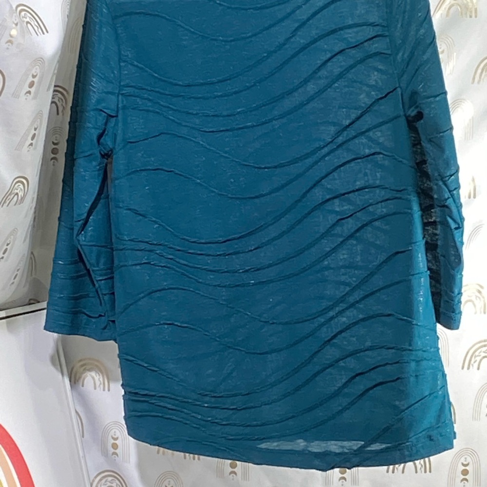 Vera Wang Teal Textured Blouse - Picture 6 of 6